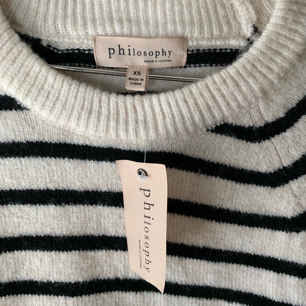 NEW Philosophy Oversized Striped Pullover Sweater - Picture 5 of 8